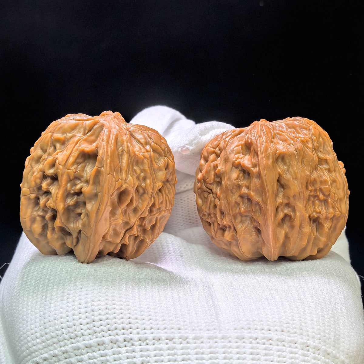 "Wild Pebble Millstone" Ye Sheng Shizi Mopan Wenwan Walnuts (Pair) | 34.0mm x 35.0mm | Stock ID: SZMP-1401 - ThePatinaProject