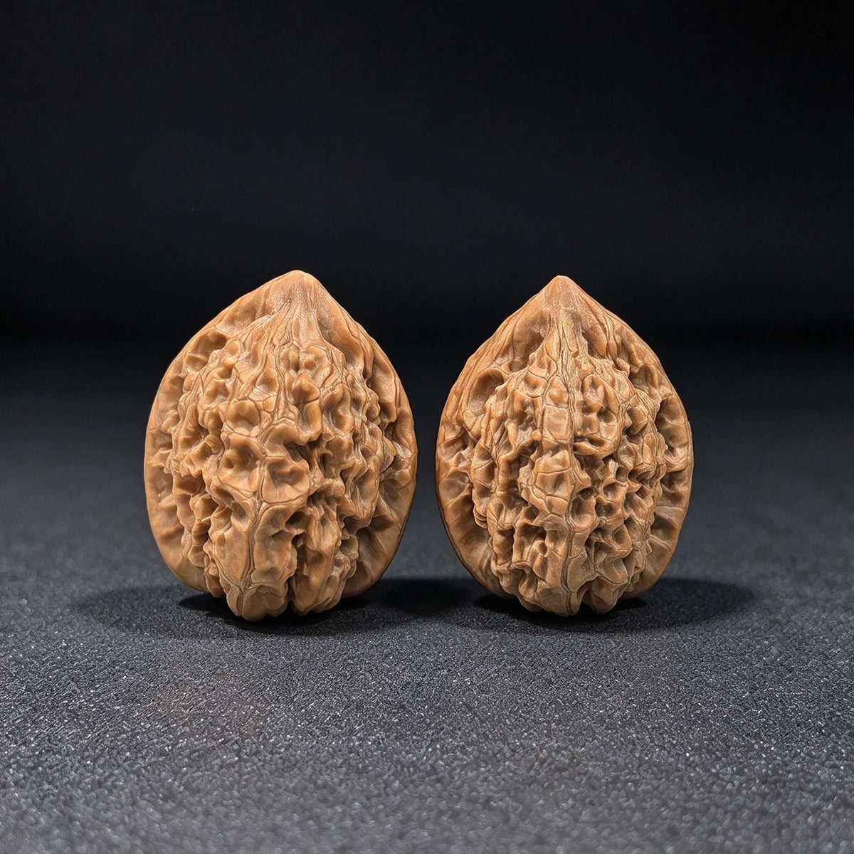 “Xiaocunzhang” Mini Official Hat Wenwan Walnut Pair | 32.0mm × 30.0mm | GM-SY1G1 - ThePatinaProject