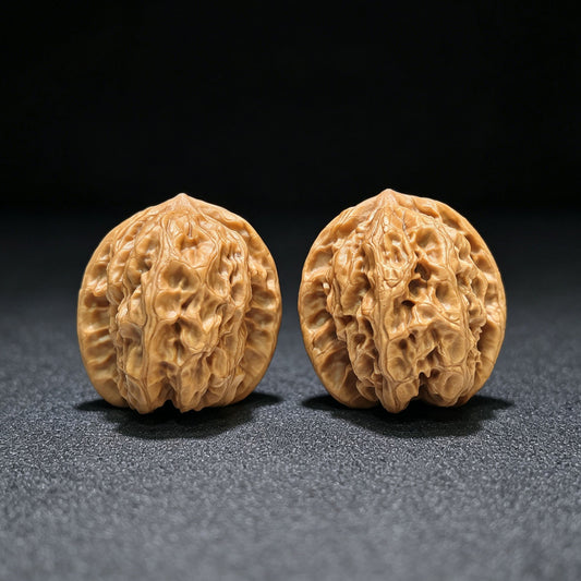 "Ye Lang" (Wild Wolf) YL-1601 Collector Lineage Wenwan Walnuts Pair | 35.0mm x 36.0mm | Stock ID: YL-1601 - ThePatinaProject
