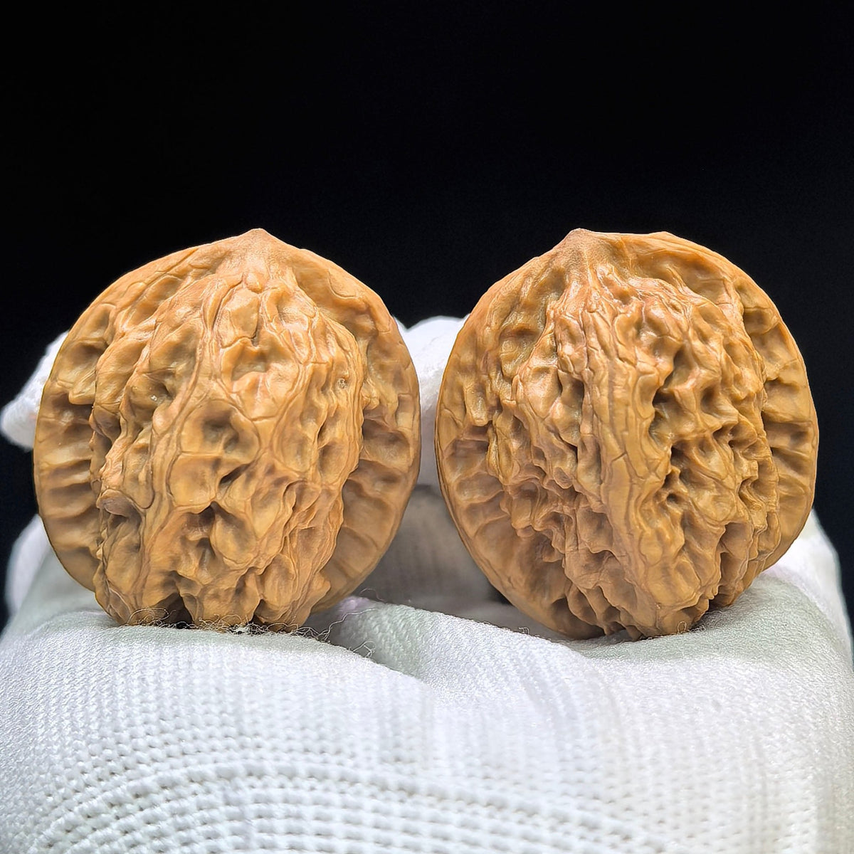 "Ye Lang" (Wild Wolf) YL-1601 Collector Lineage Wenwan Walnuts Pair | 35.0mm x 36.0mm | Stock ID: YL-1601 - ThePatinaProject