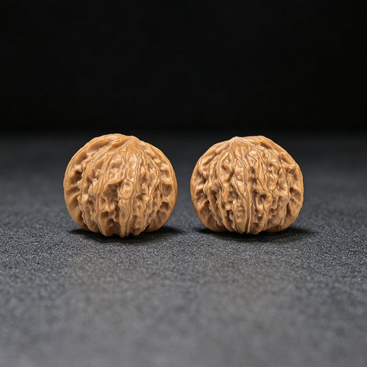"Yearning Love" (Xiang Si) Scholar Walnuts Pair | 33.0mm x 32.0mm | Miniature Pocket Format (Shou Nian) | Stock ID: XS-SY1C2 - ThePatinaProject
