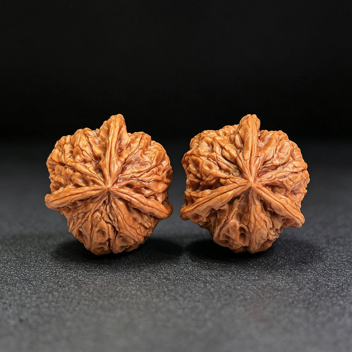 "Yu Hua Shi San Leng Ben" YHSSN-CG1A3E Mutational Lineage Wenwan Walnuts Pair | 37.0mm x 37.0mm | Stock ID: YHSSN-CG1A3E - ThePatinaProject