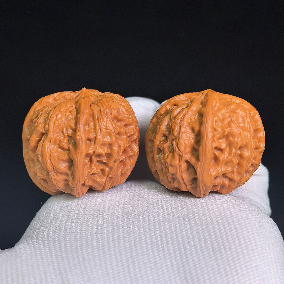 “Yuhua Stone” Three-Ridge Wenwan Walnuts Pair | 37.0mm × 36.0mm | YHSSN-CWC8E - ThePatinaProject