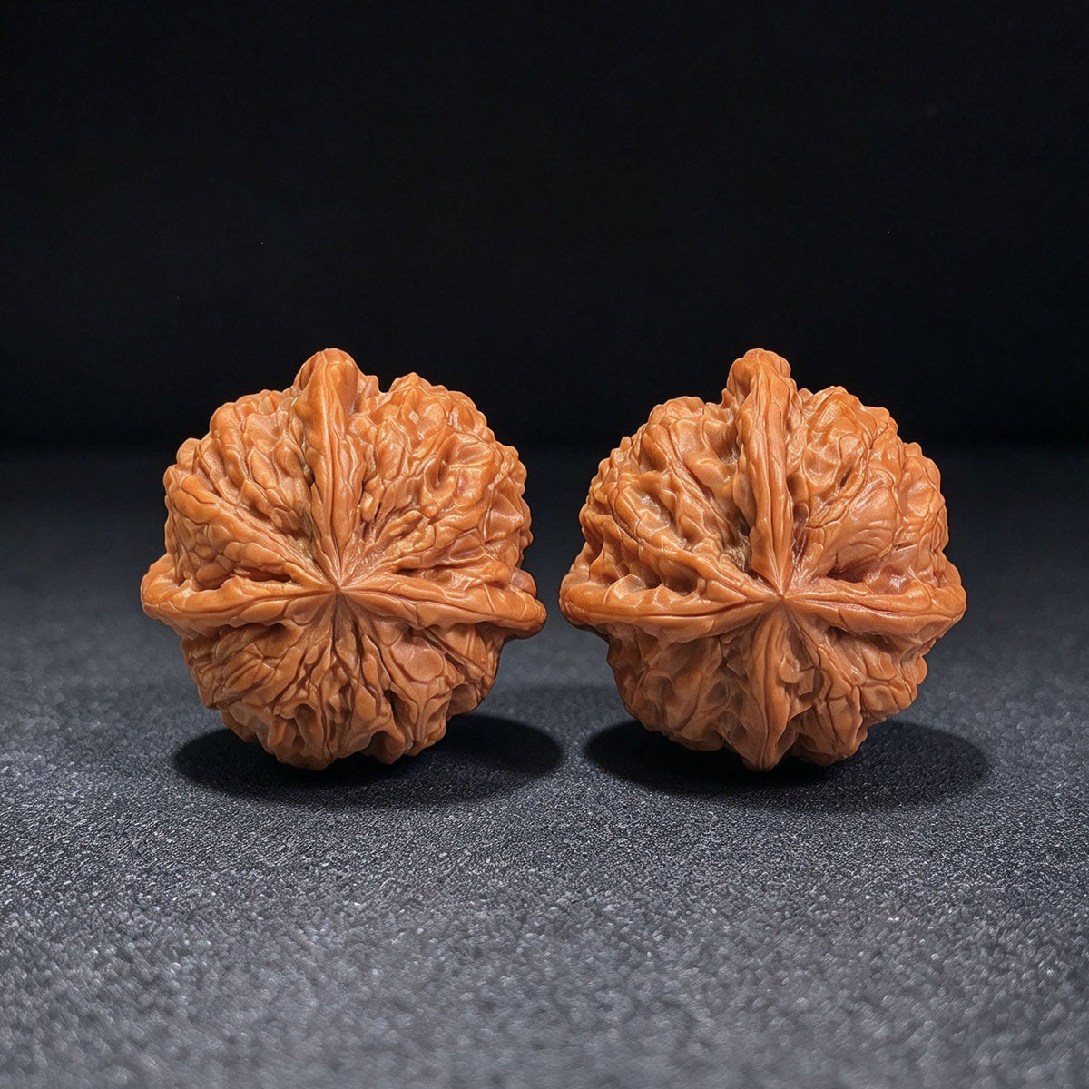 “Yuhua Stone” Three-Ridge Wenwan Walnuts Pair | 37.0mm × 36.0mm | YHSSN-CWC8E - ThePatinaProject