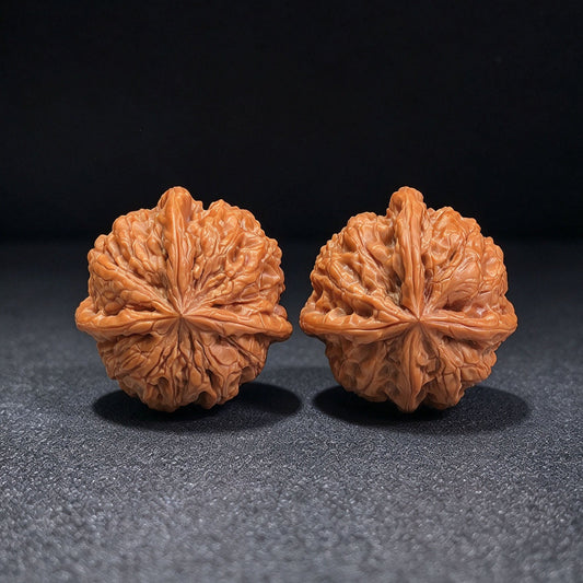 “Yuhua Stone” Three-Ridge Wenwan Walnuts Pair | 37.0mm × 36.0mm | YHSSN-CWC8E - ThePatinaProject