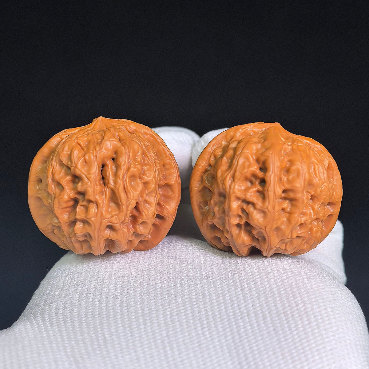 “Yuhua Stone” Three-Ridge Wenwan Walnuts Pair | 37.0mm × 36.0mm | YHSSN-CWC8E - ThePatinaProject
