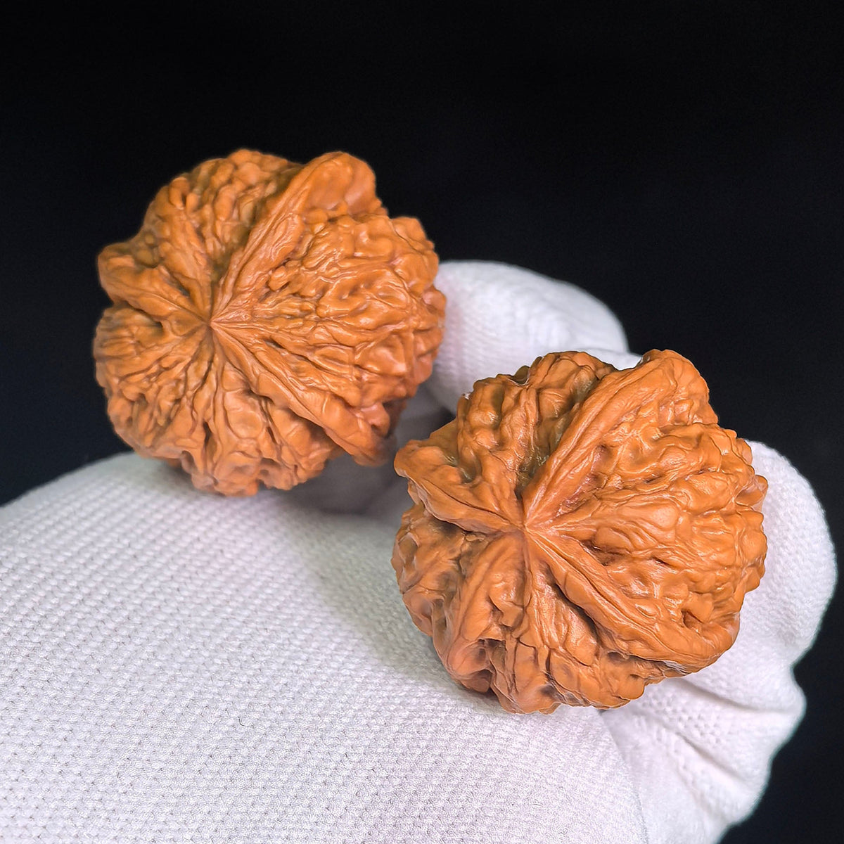 “Yuhua Stone” Three-Ridge Wenwan Walnuts Pair | 37.0mm × 36.0mm | YHSSN-CWC8E - ThePatinaProject