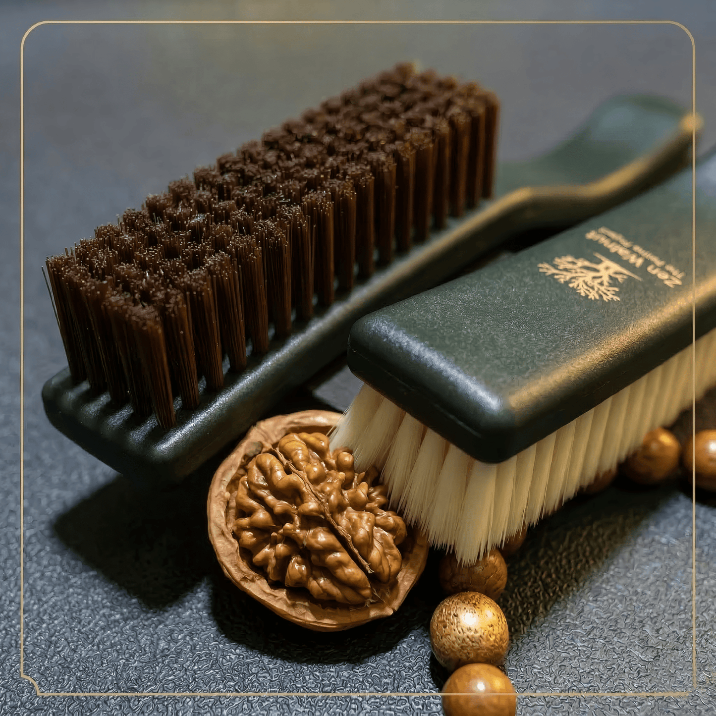 Zen Walnut Professional Patina Brush Set - Dual-Action Cleaning & Polishing Kit for Wenwan Collector (Set of 2) - ThePatinaProject